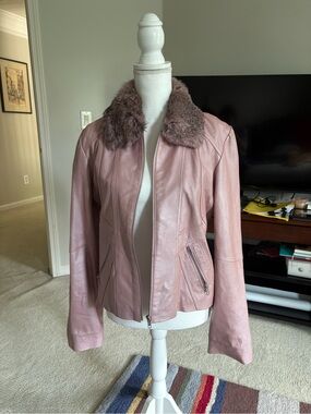 Y2K Genuine Leather and Rabbit Fur Pink Wilson’s Jacket